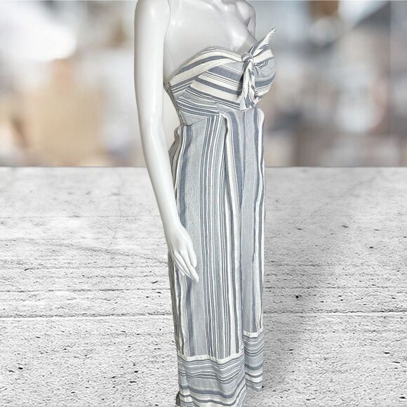 Red Carter 100% Cotton Strapless Striped Jumpsuit - Picture 3 of 8